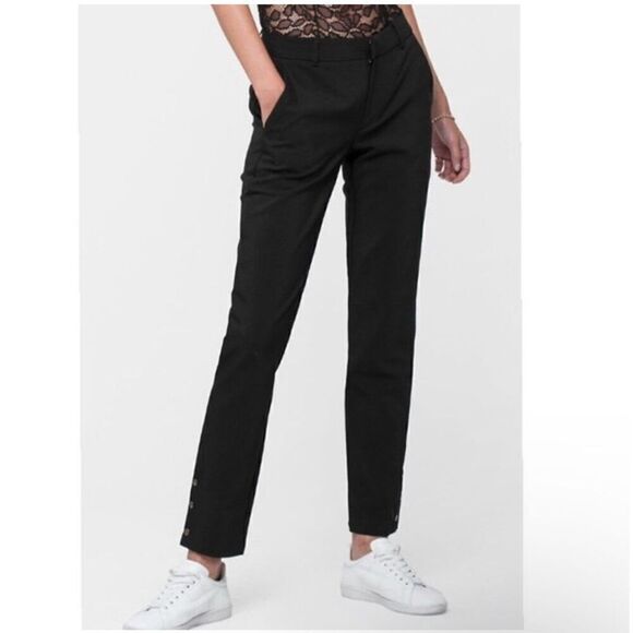 Anine Bing Black Tuxedo Snap Button Accent Pants Size Medium - Picture 2 of 9